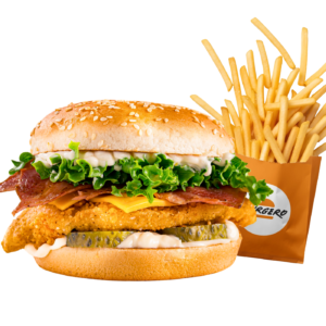 Bacon Puişor Burger + Cartofi