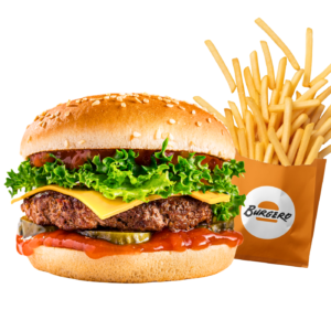 Cheeseburger Vită + Cartofi