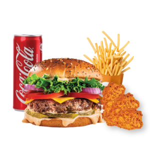 Original Burger Vită + Cartofi + 2 Crispy + Băutură