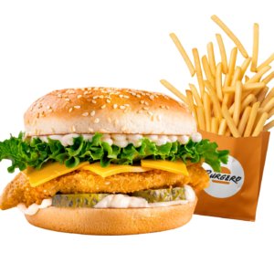 Puişor Burger + Cartofi